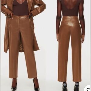 Aritzia Babaton Vegan Leather Command Cropped Pant in Cognac